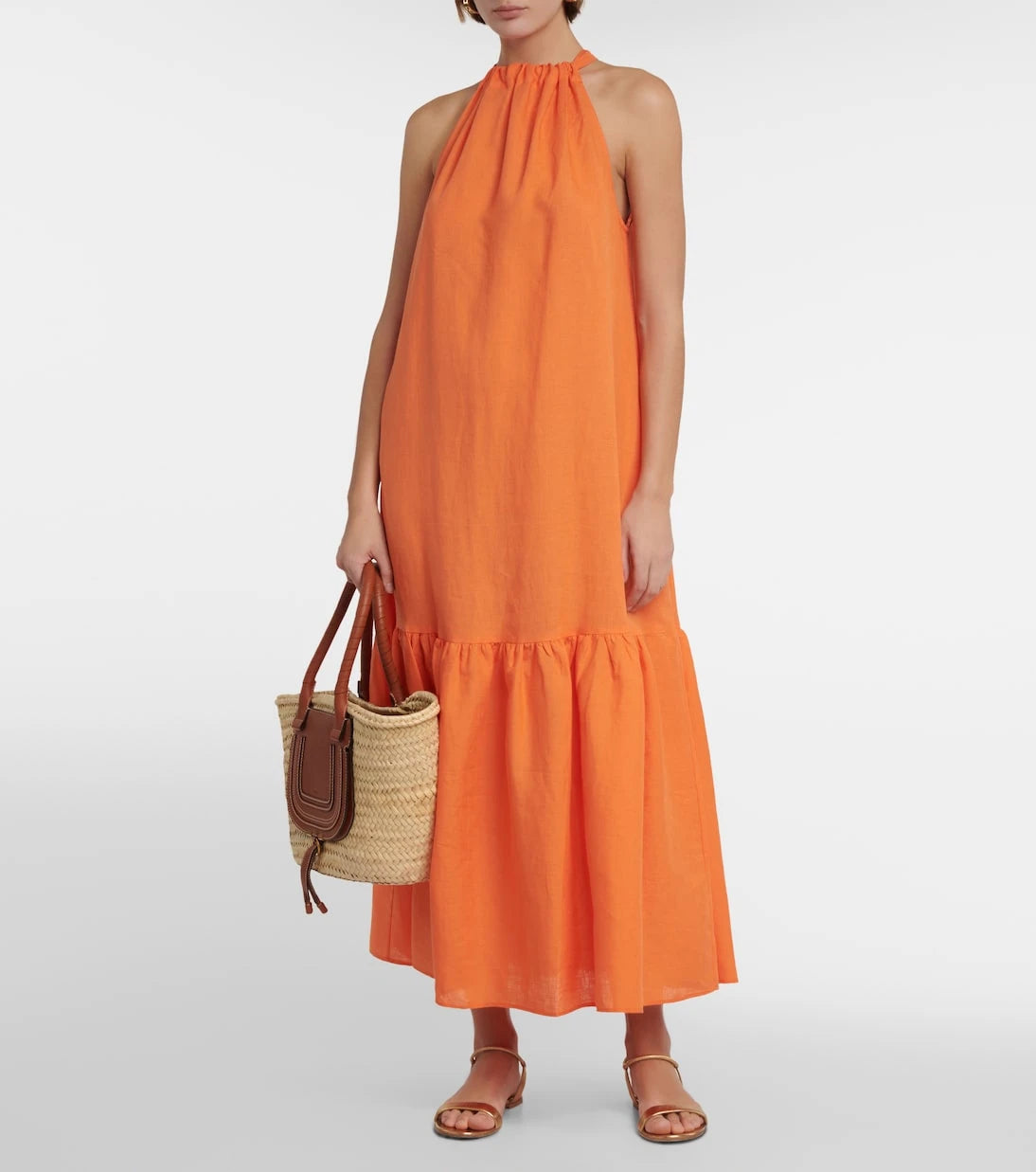 Asceno - Ibiza halterneck linen maxi dress