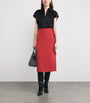 Red Wrap Midi Skirt