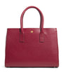 Burgundy Pebbled Leather Work Tote Bag