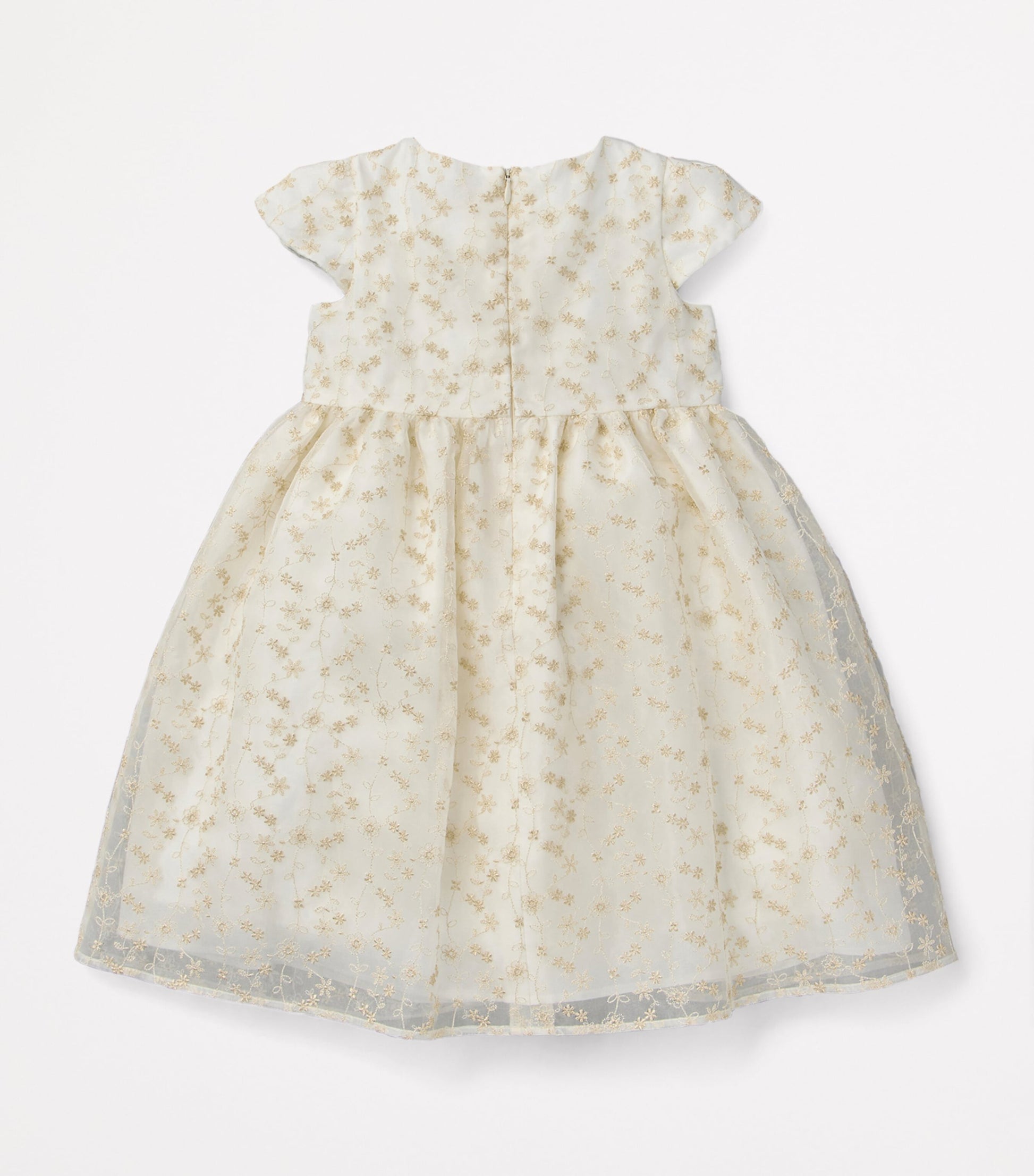Silk Floral Embroidery Dress (3-7 Years)