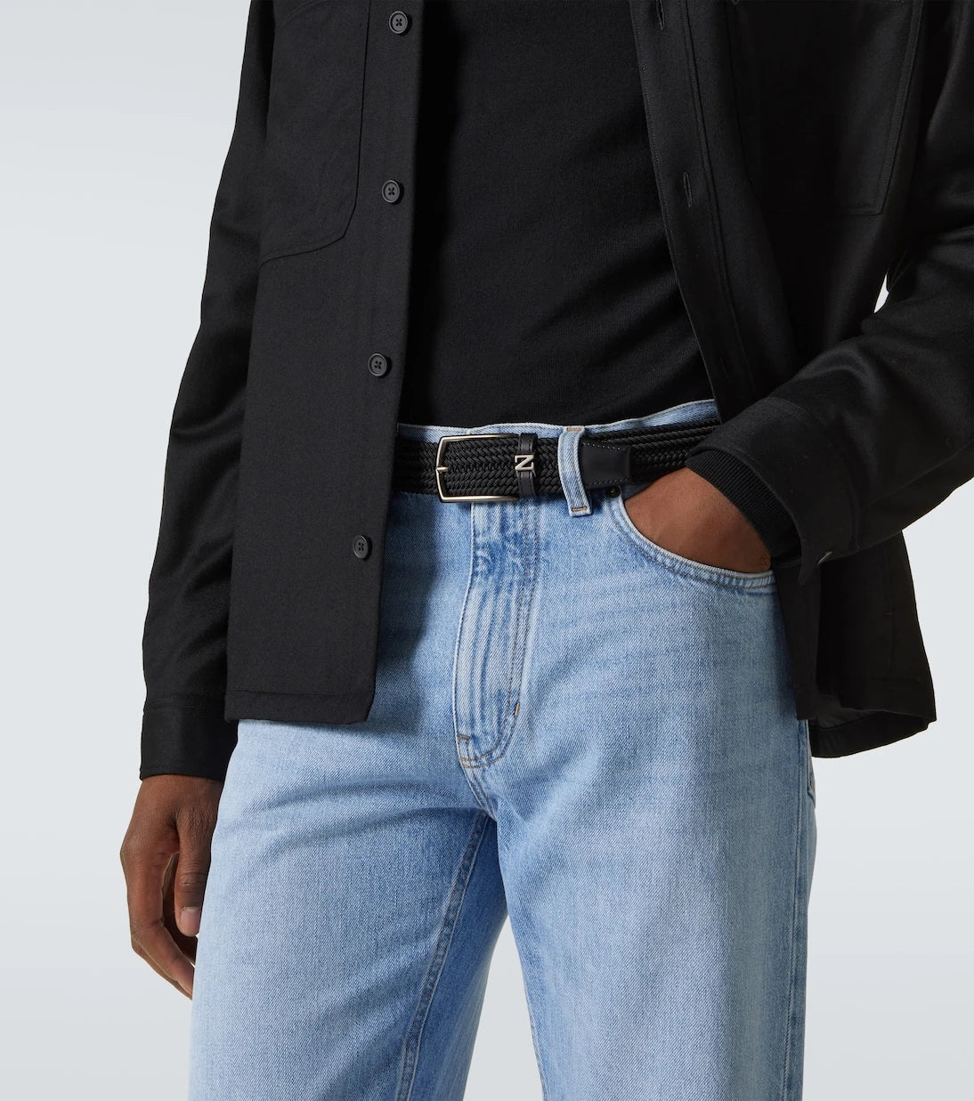 Zegna - حزام بحواف جلدية منسوجة