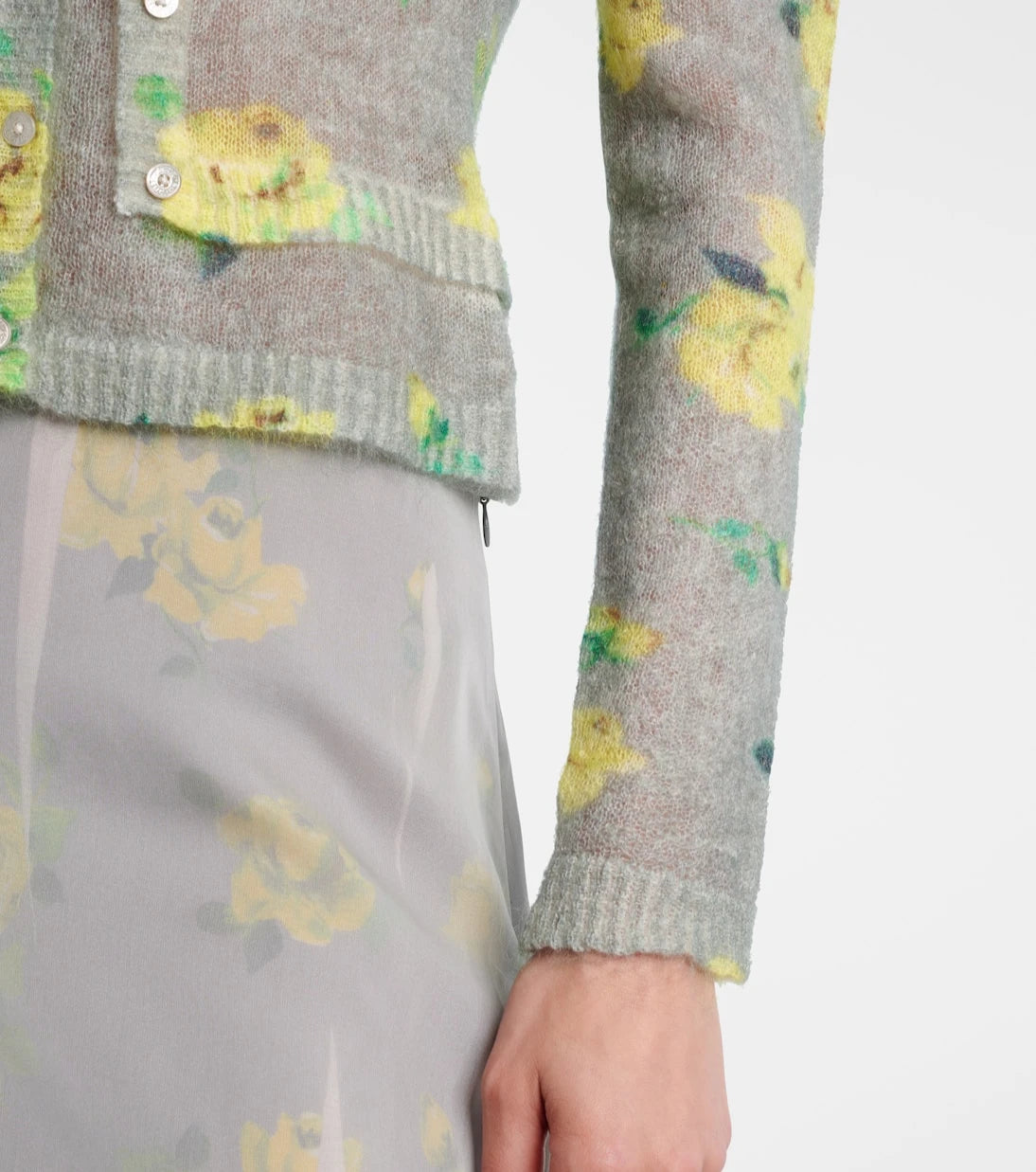 Acne Studios - سترة كارديجان مزيج الموهير بنقشة الزهور