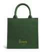 Harrods Green Small Cotton Logo Tote Bag