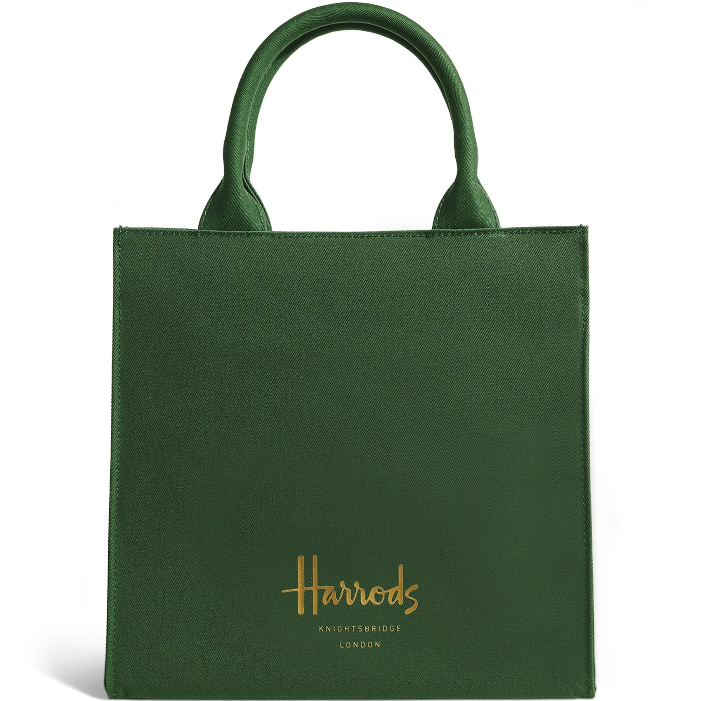 Harrods Green Small Cotton Logo Tote Bag