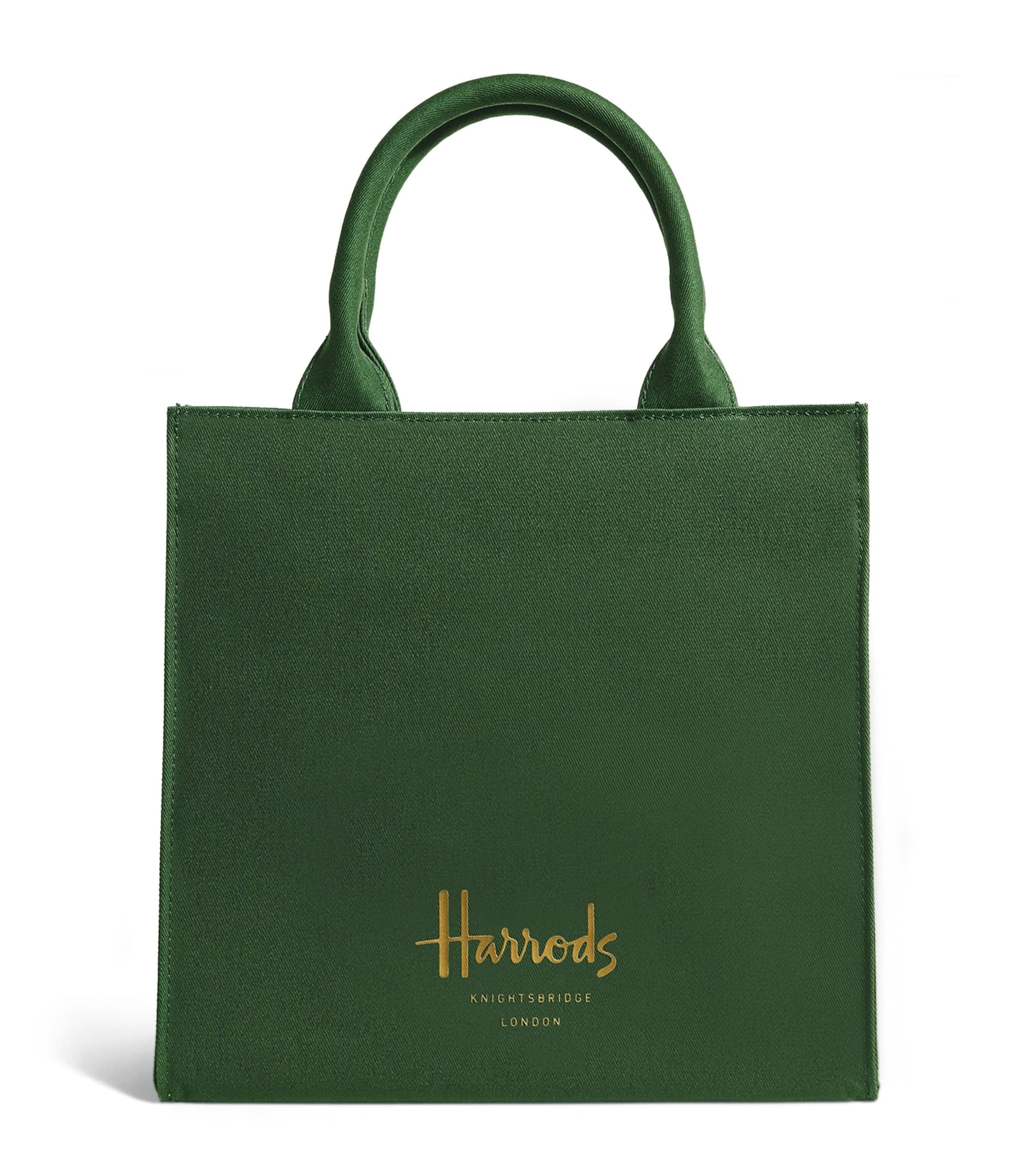 Harrods Green Small Cotton Logo Tote Bag
