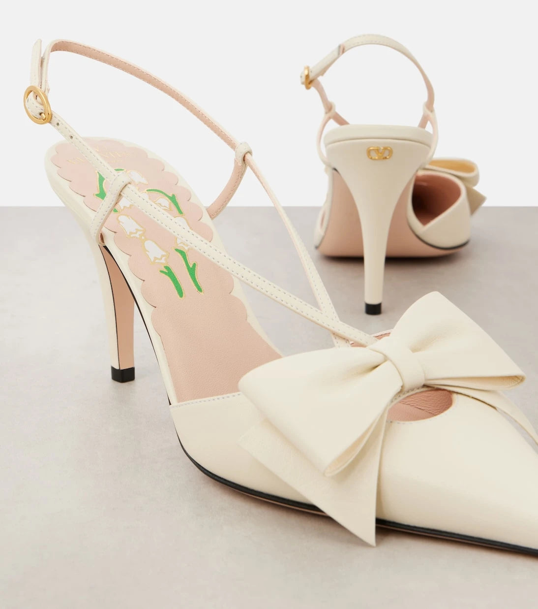 Valentino Garavani - Bowow 85 leather slingback pumps