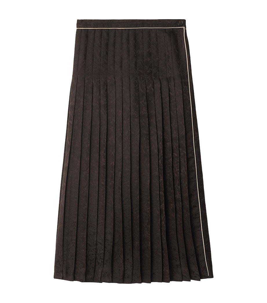 Burberry Silk Sunflower Pleated Midi Skirt