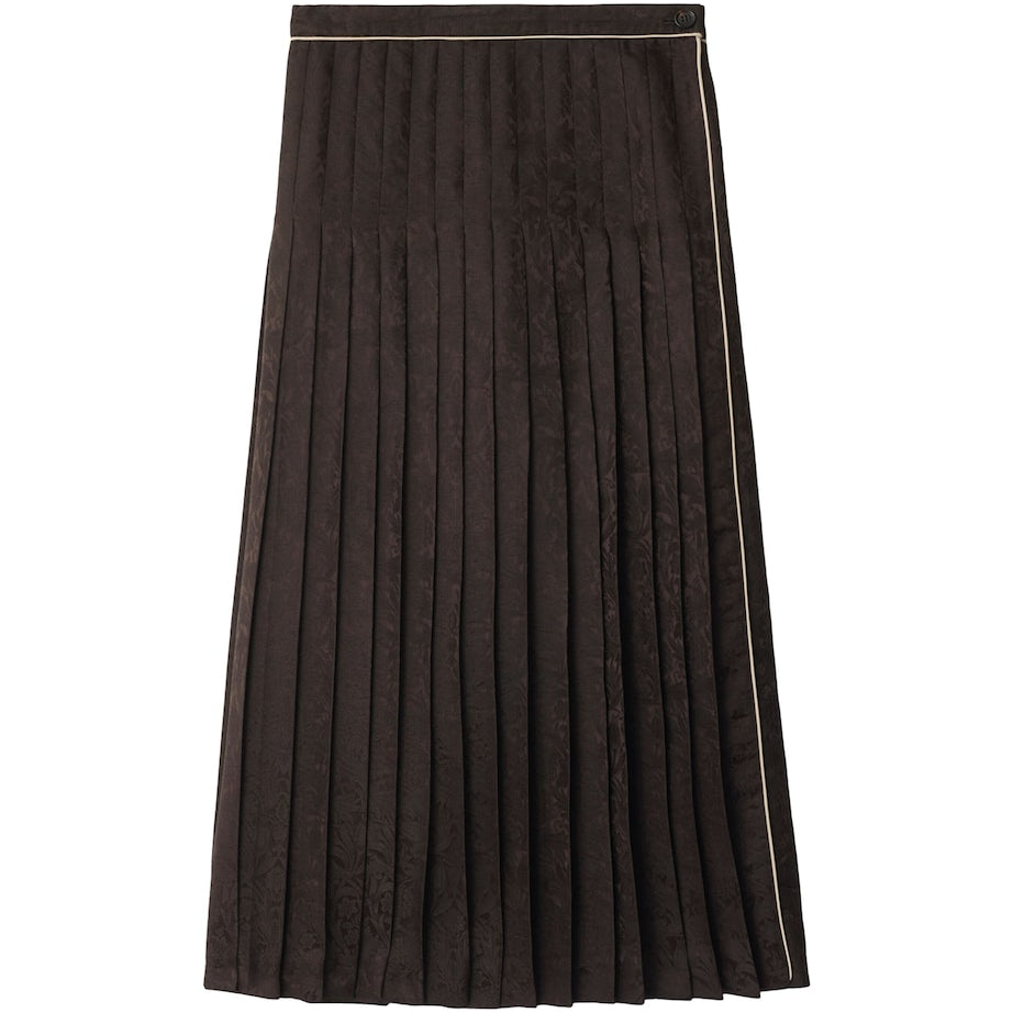 Burberry Silk Sunflower Pleated Midi Skirt