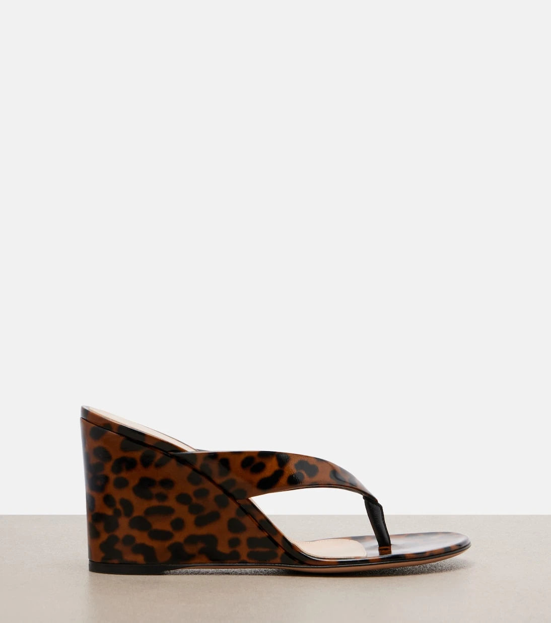 Gianvito Rossi - Leopard-print leather wedge thong sandals