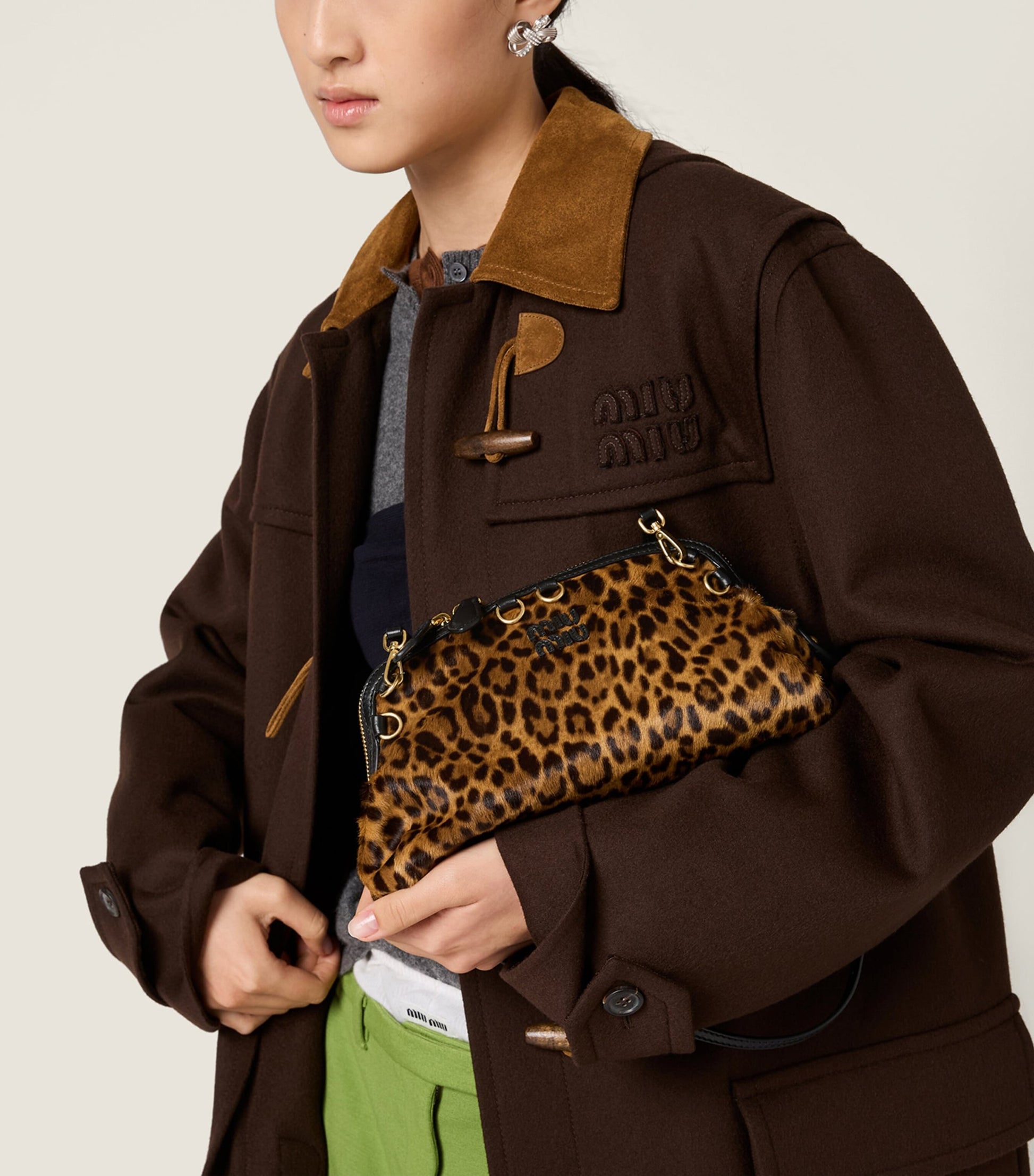 Miu Miu Calf Hair Leopard Clutch Bag