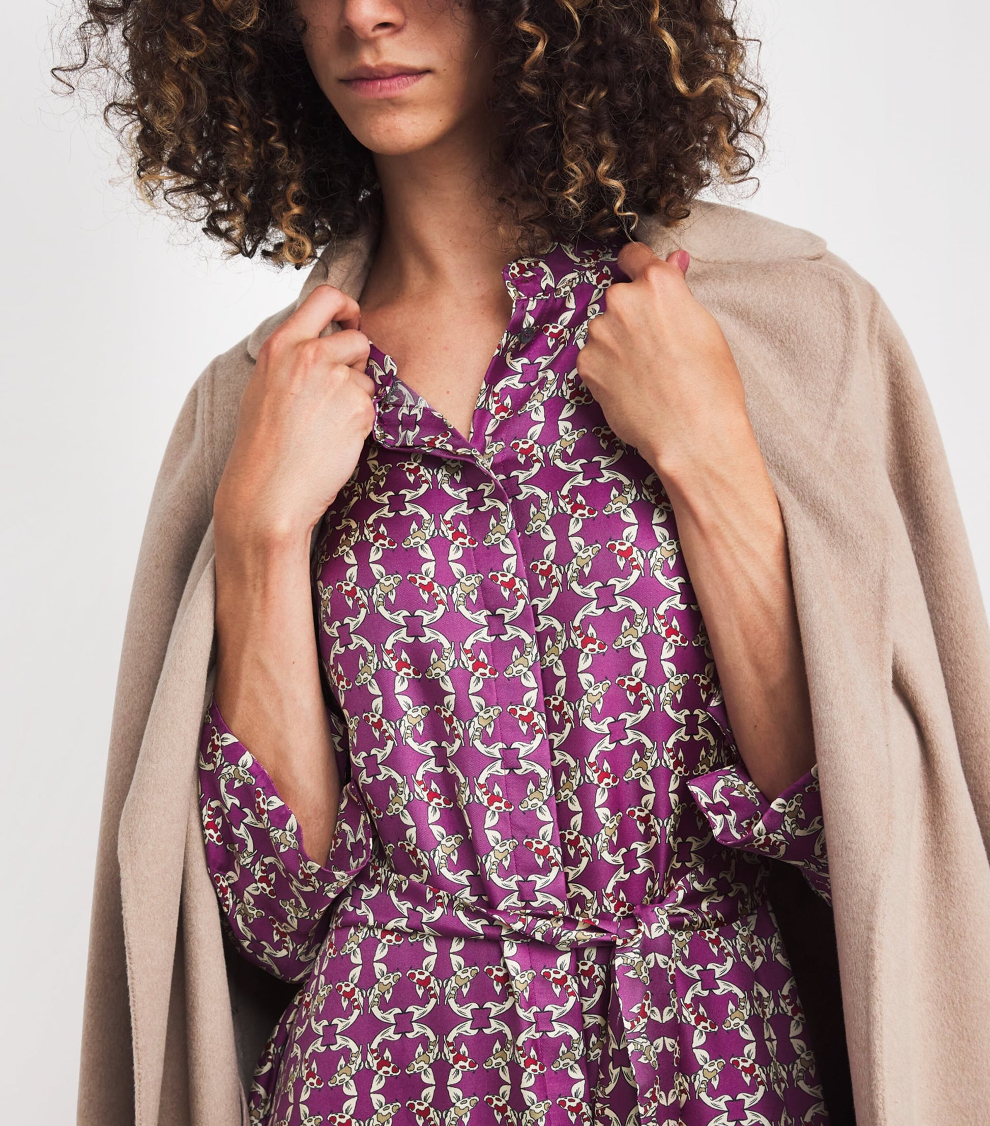 Max Mara Purple Silk Printed Midi Caftan Dress