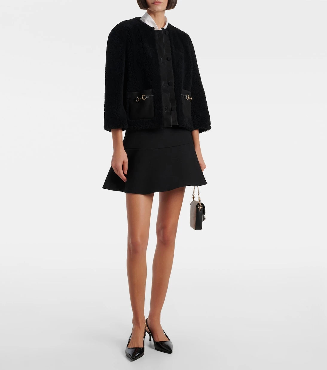 Gucci - Horsebit cropped shearling jacket