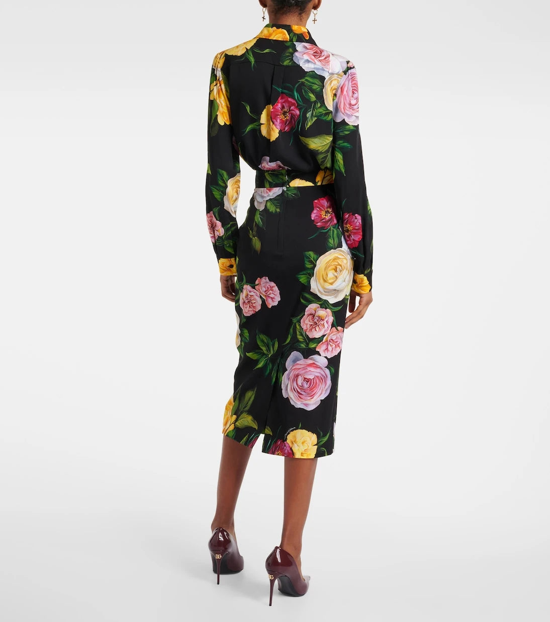 Dolce&Gabbana - Floral silk-blend charmeuse midi skirt