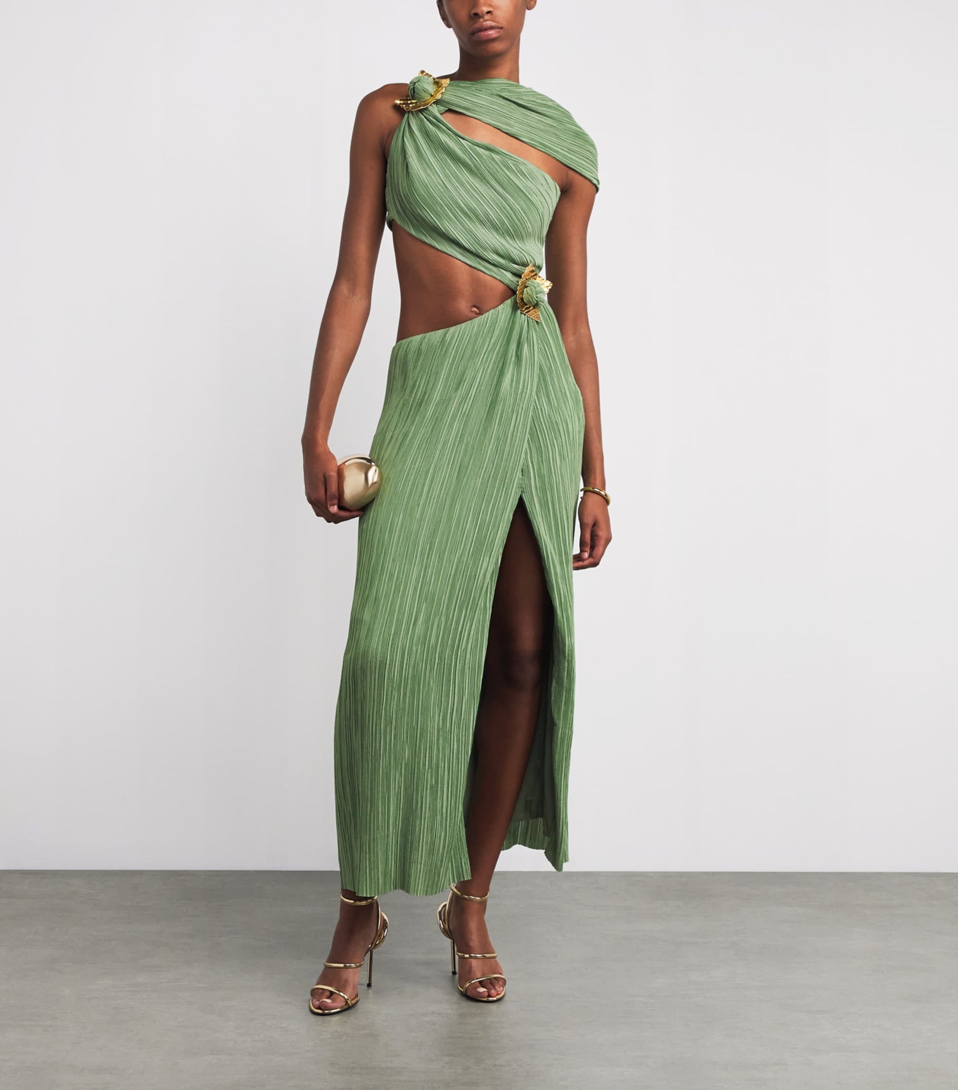 Cult Gaia Green One-Shoulder Loah Midi Dress