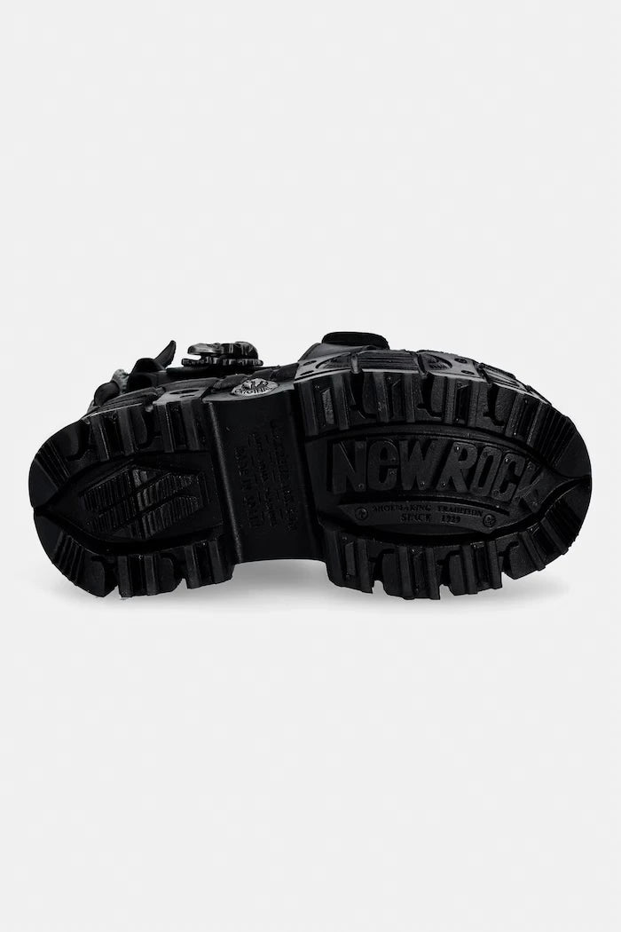 New Rock kadın deri sandalet ITALI NEGRO, TANK CASCO NEGRO PIN LATERA
