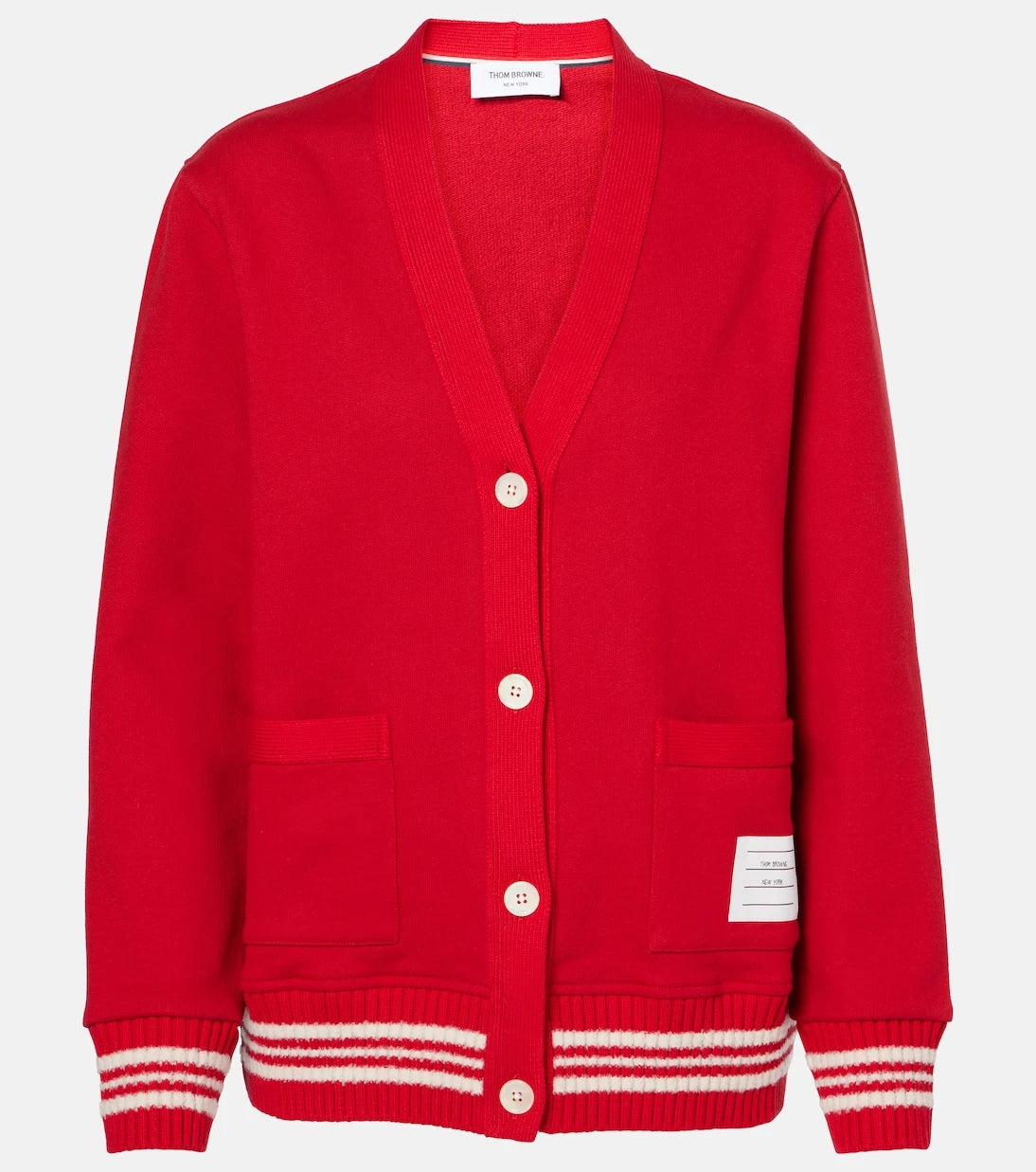 Thom Browne - 4-Bar bouclé-trimmed cotton cardigan