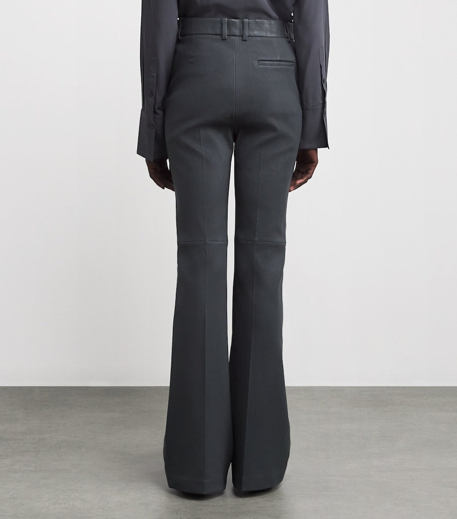 Joseph Grey Lambskin Tafira Flared Trousers