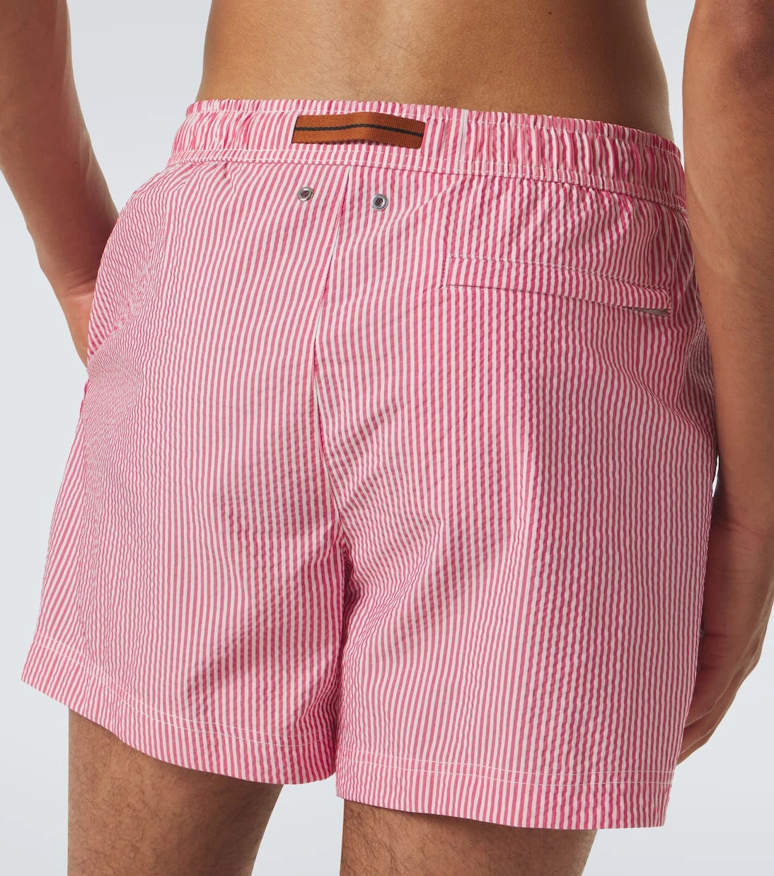 Zegna - Striped seersucker swim trunks