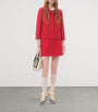 Valentino Red Wool-Silk Embellished Mini Skirt