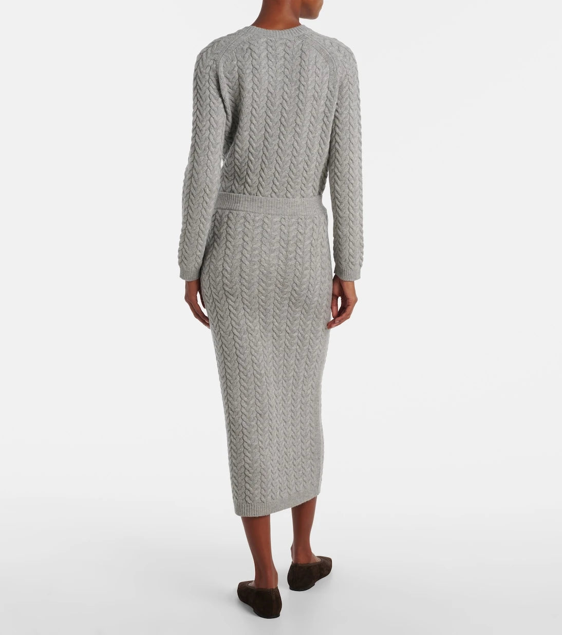 'S Max Mara - تنورة ضيقة من الصوف والكشمير المضلع