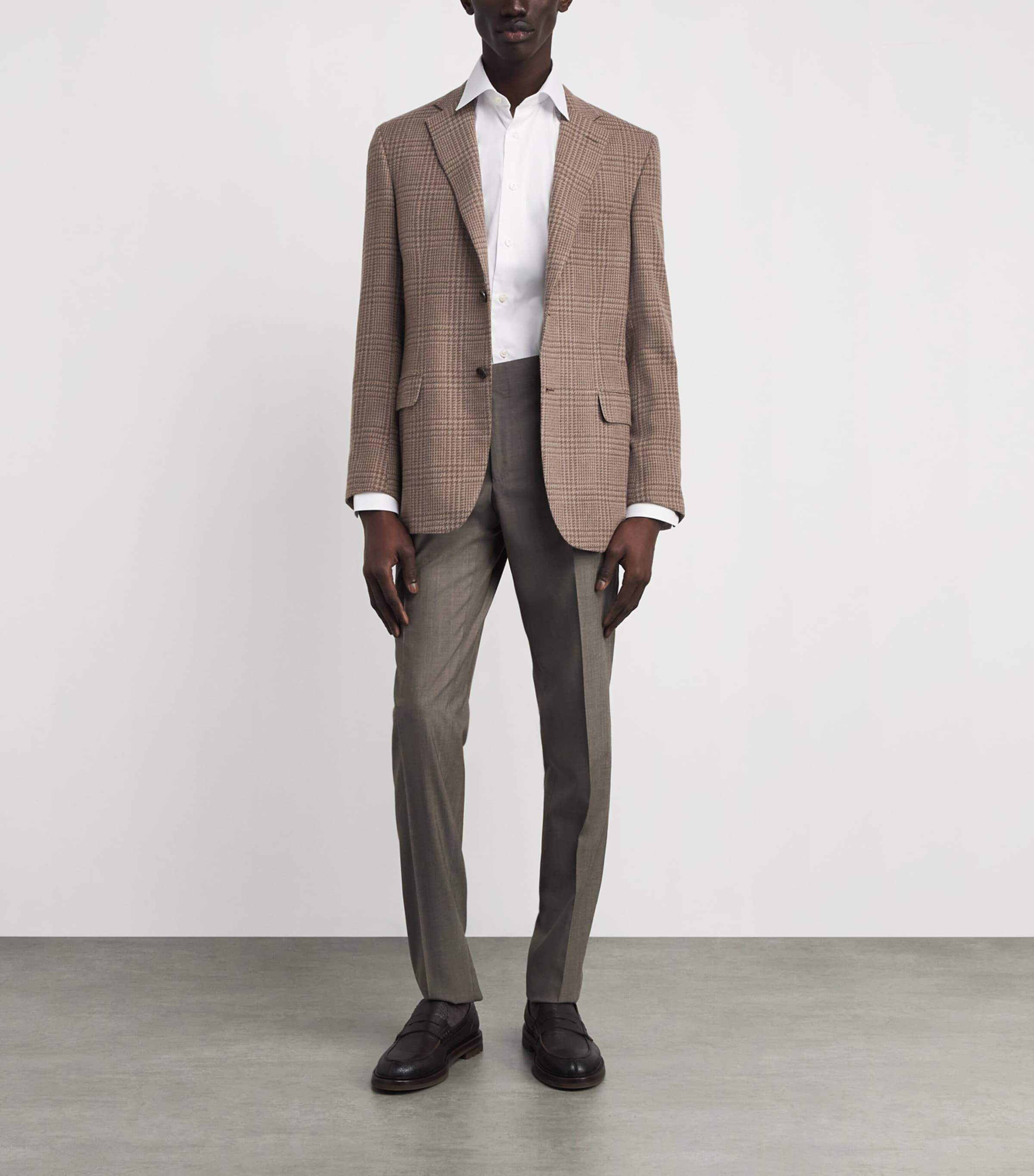 Brioni Brown Wool-Silk Check Blazer