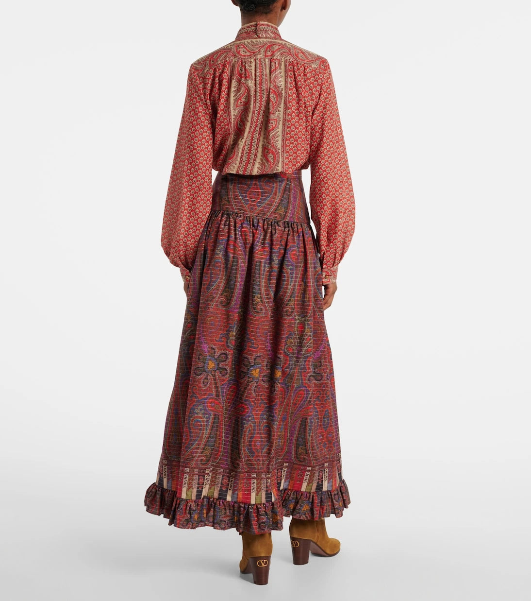 Valentino - Paisley high-rise cotton maxi skirt