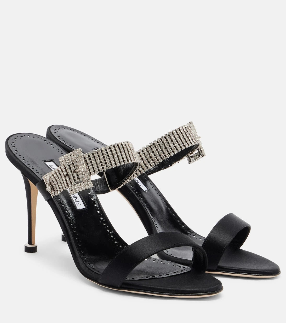 Manolo Blahnik - Fibolta 90 embellished satin mules