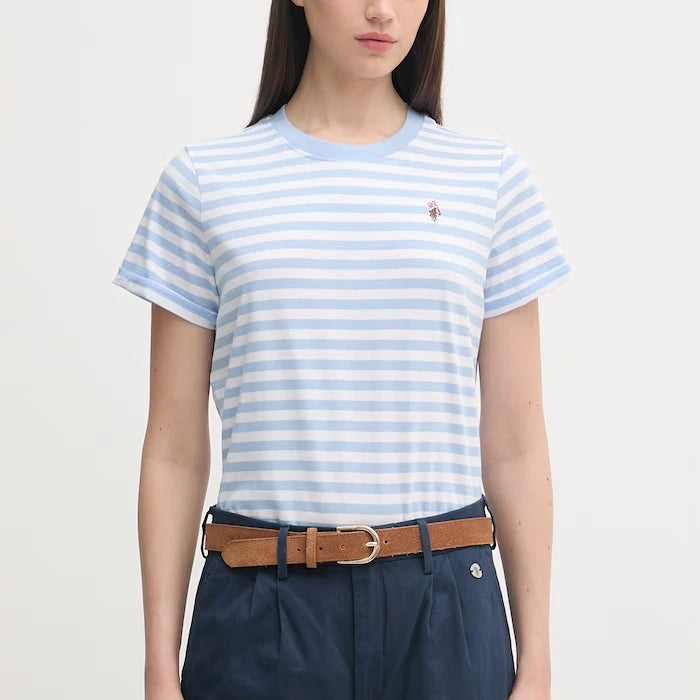 U.S. Polo Assn. тениска дамска от памук STRIPE CREW NECK