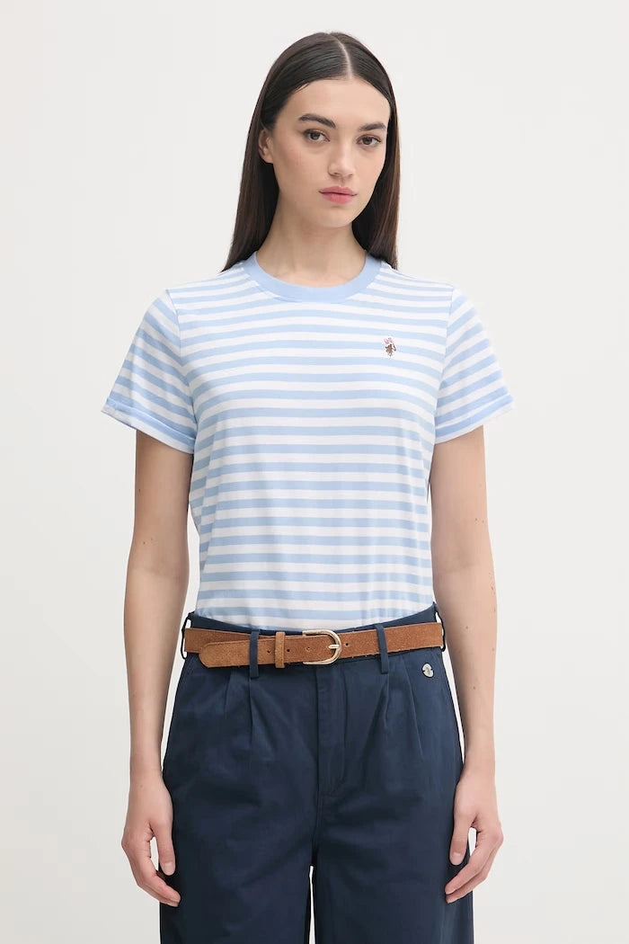 U.S. Polo Assn. тениска дамска от памук STRIPE CREW NECK