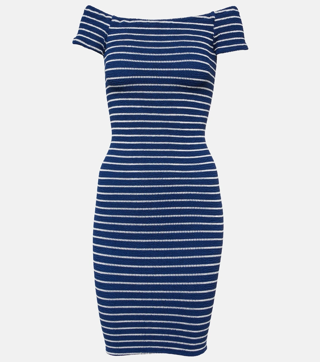 Hunza G - Grace striped off-shoulder midi dress