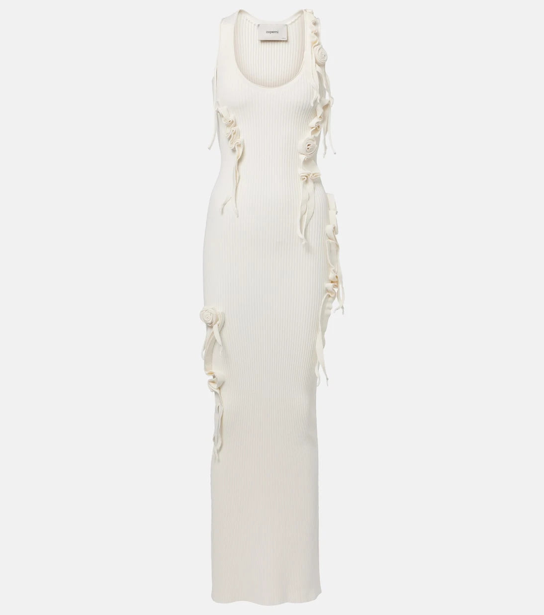 Coperni - Floral-appliqué ribbed-knit maxi dress