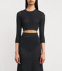 Victoria Beckham Black Cropped Round-Neck Cardigan