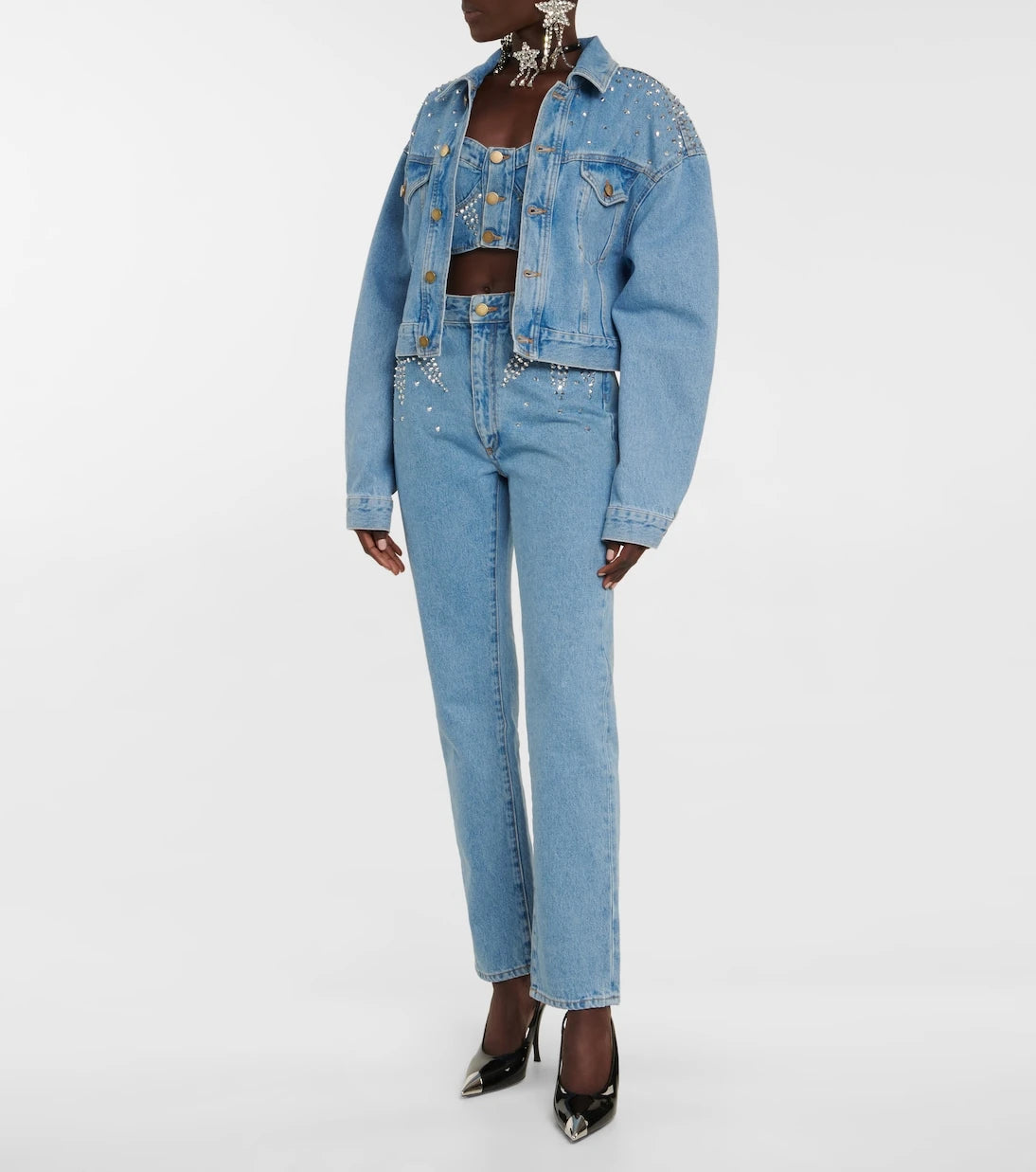 Alessandra Rich - Embellished high-rise straight jeans