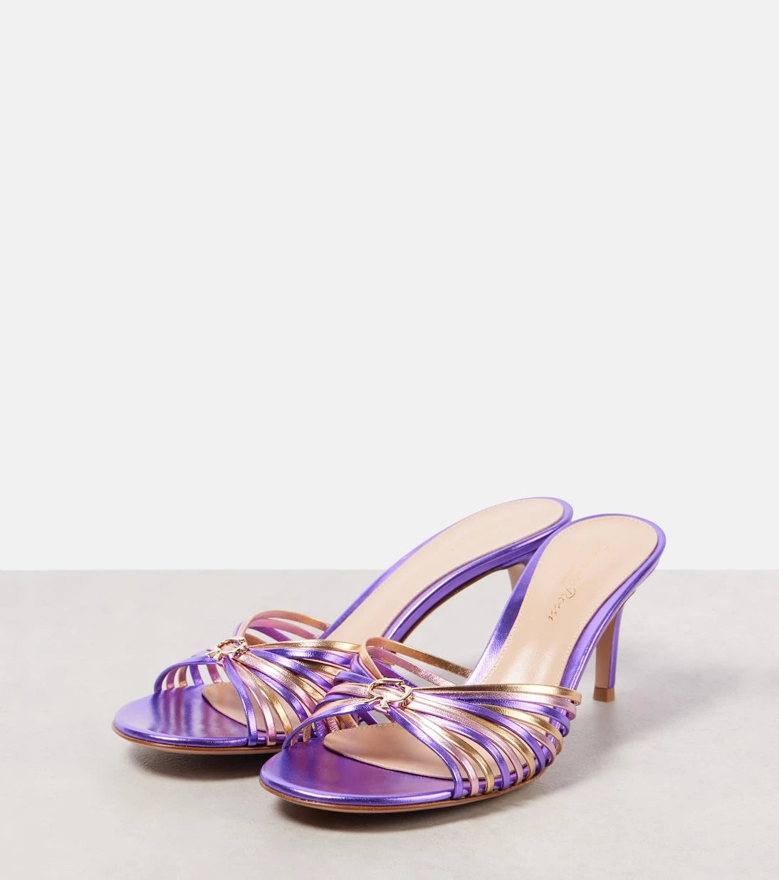 Gianvito Rossi - 70 metallic leather mules