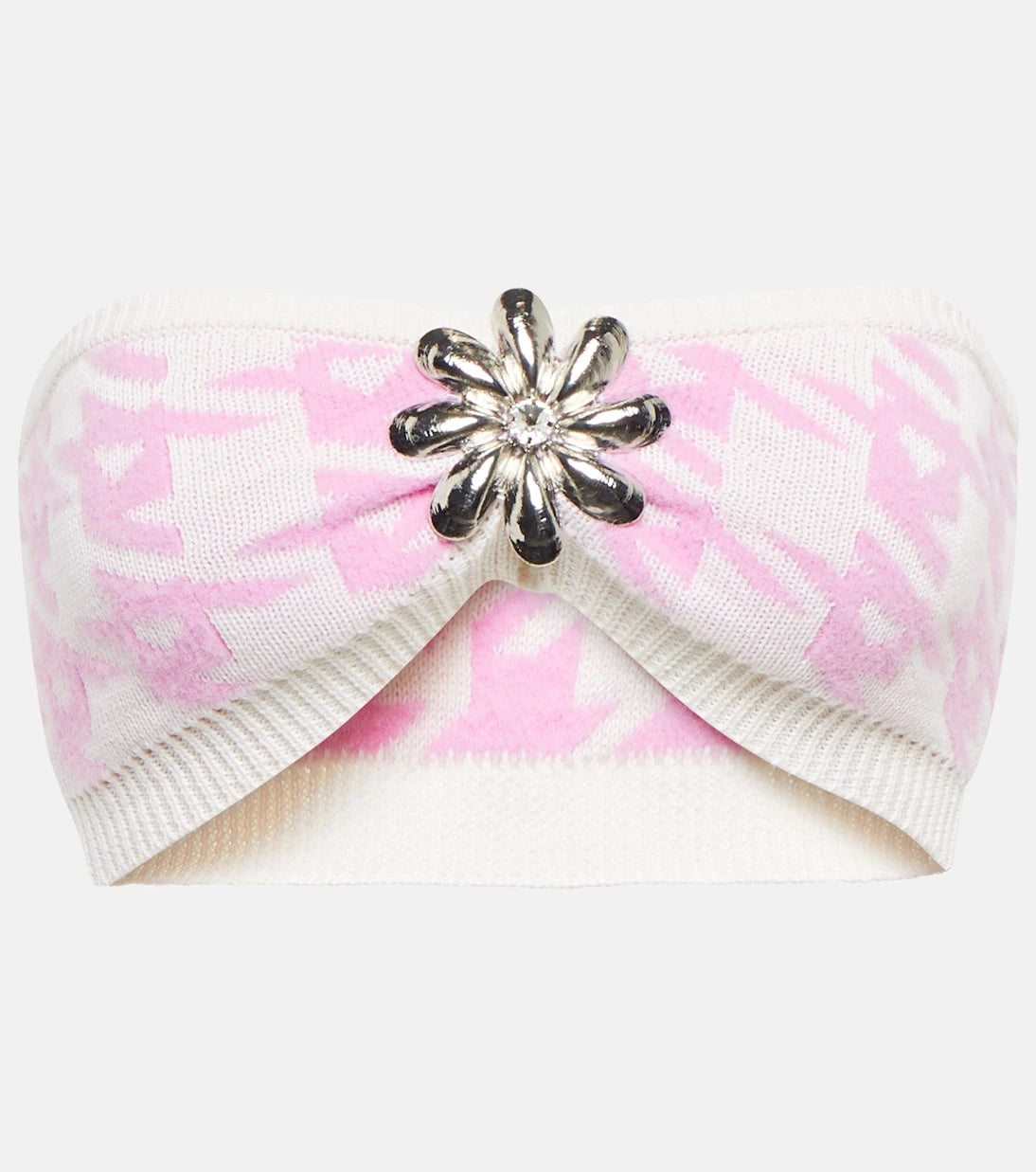 Area - Houndstooth wool-blend bandeau top