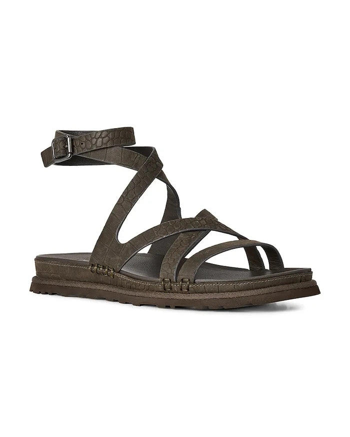UGG W Goldengaze Embossed Ankle Wrap Deri Sandalet