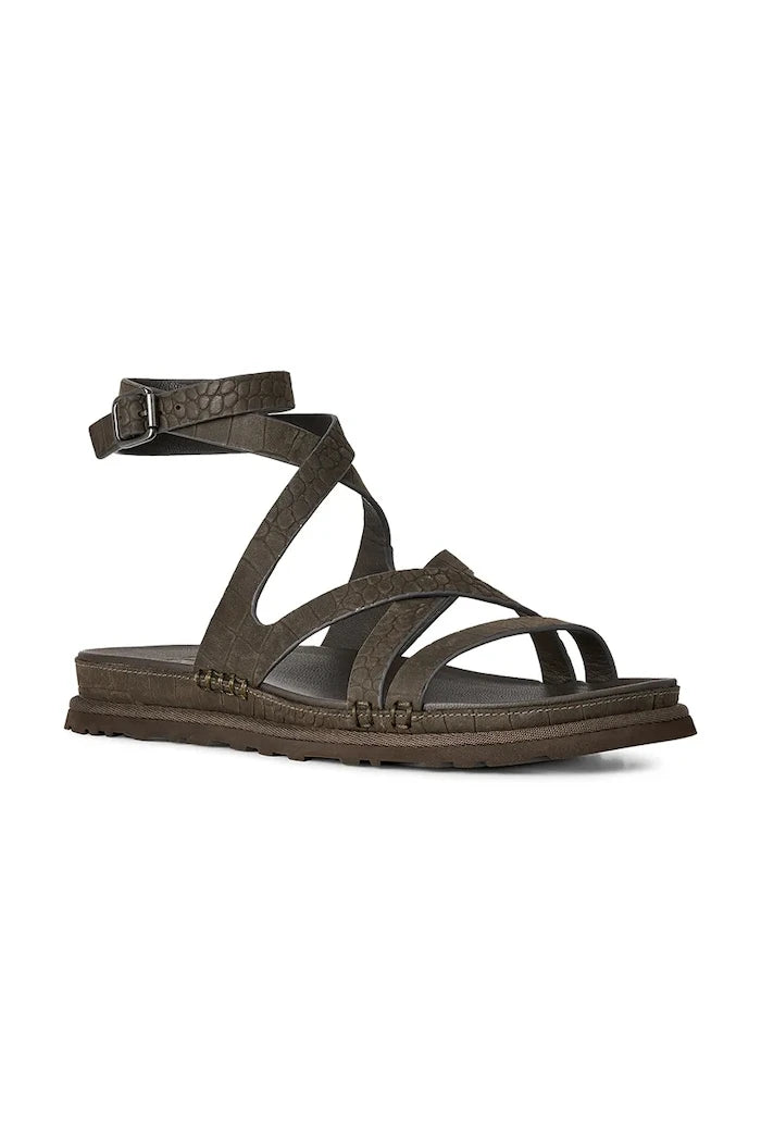 Кожени сандали UGG W Goldengaze Embossed Ankle Wrap
