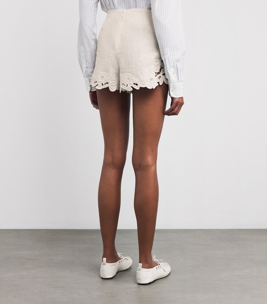 Cult Gaia Ivory Lace-Trim Suni Shorts