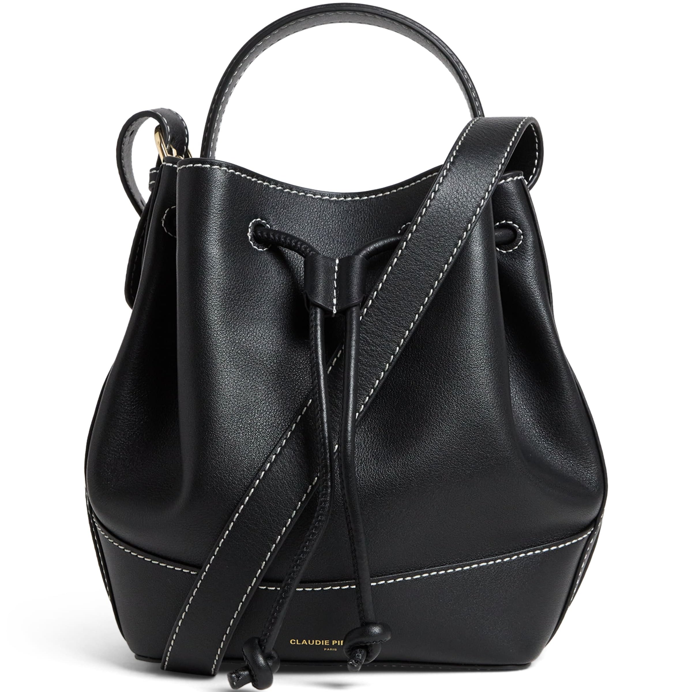 Claudie Pierlot Black Leather Alvan Bucket Bag