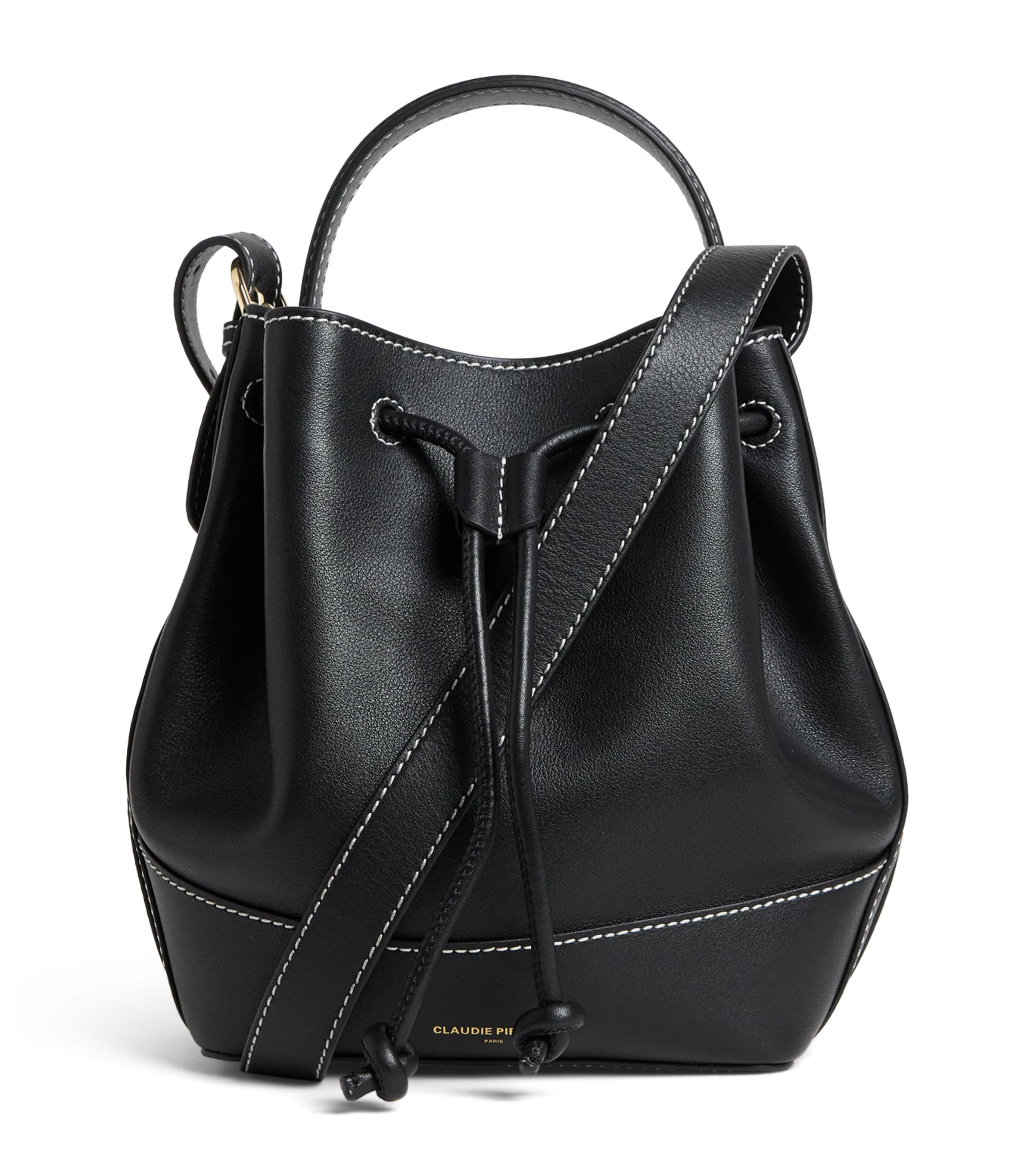 Claudie Pierlot Black Leather Alvan Bucket Bag