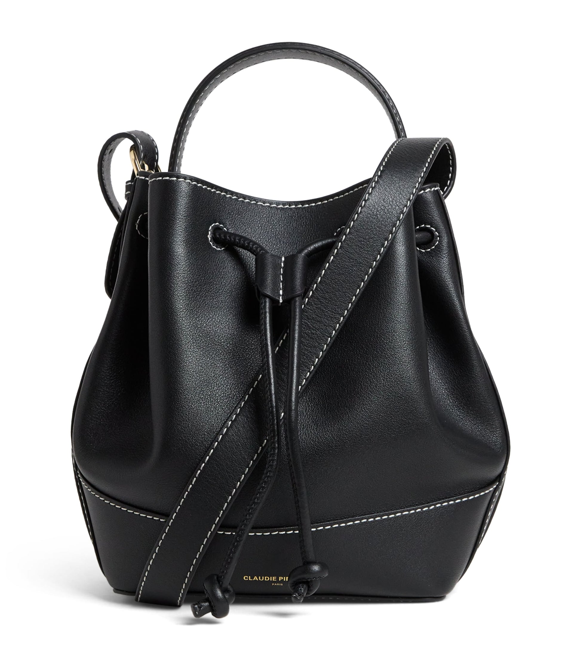 Claudie Pierlot Black Leather Alvan Bucket Bag