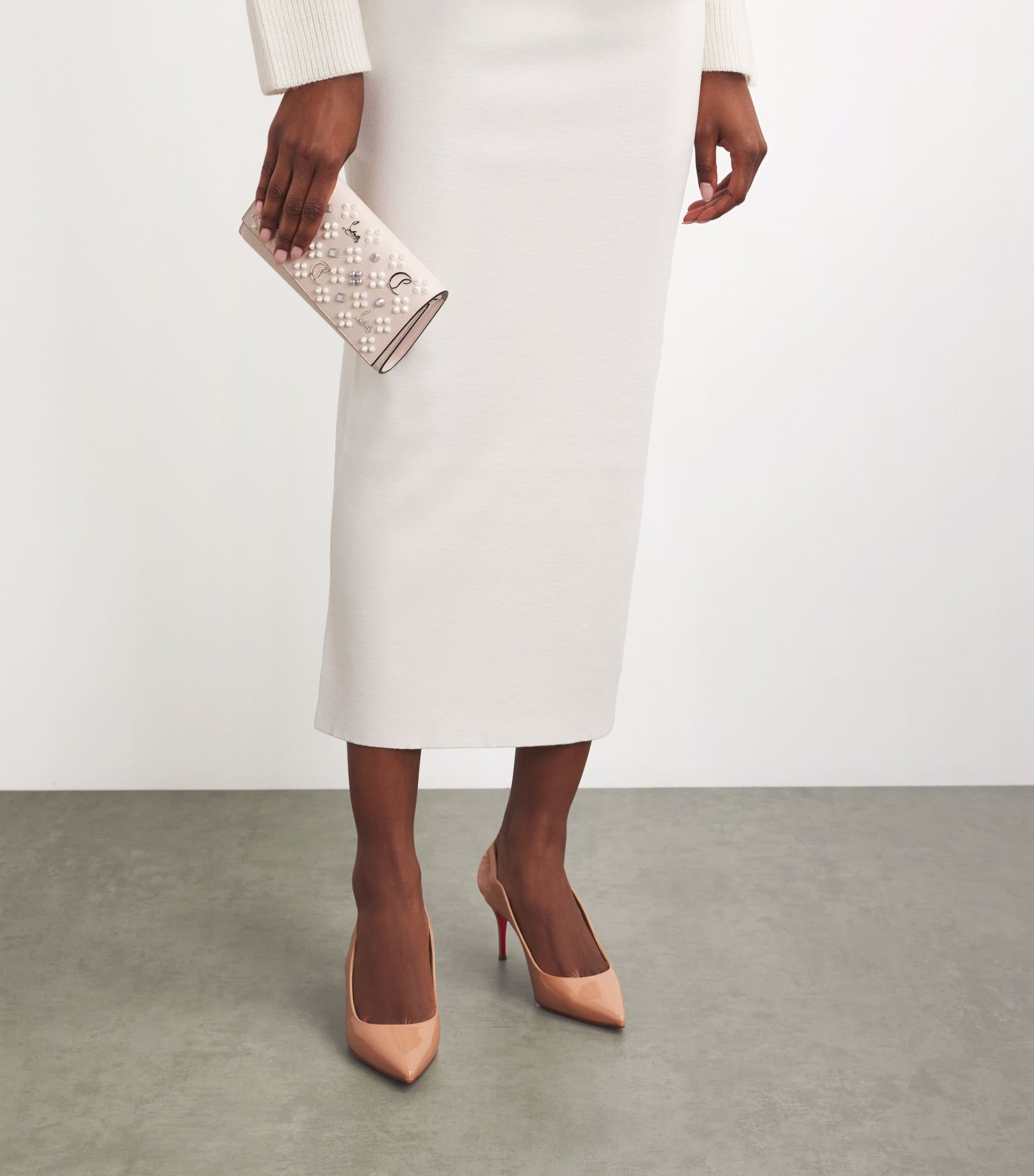 Nude Hot Chick Patent Leather Slingback Pumps 70