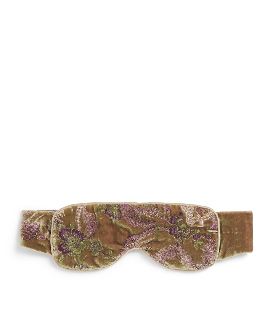 Brown Velvet Embroidered Floral Eye Mask