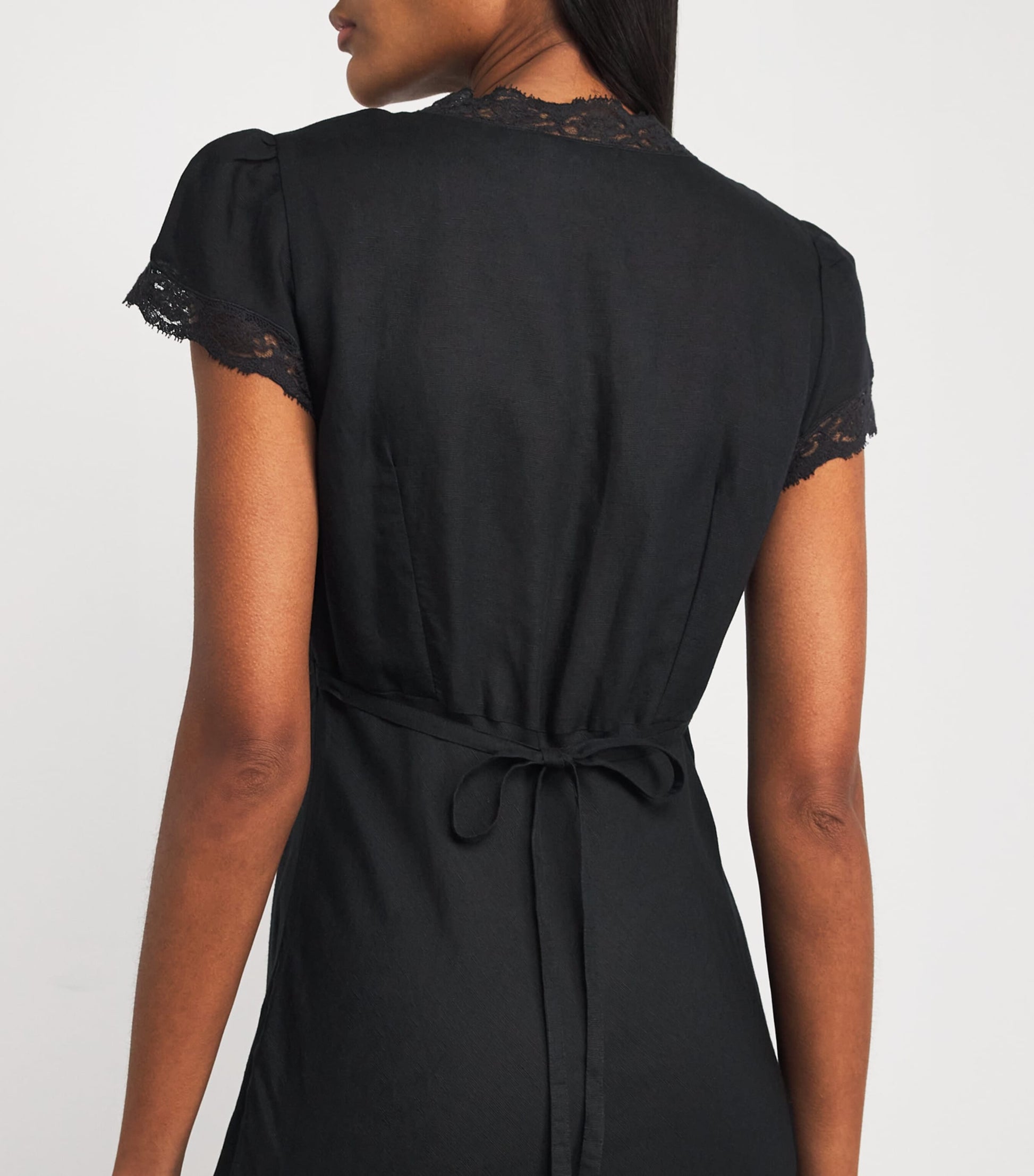 Clarice V-Neck Midi Dress BLACK