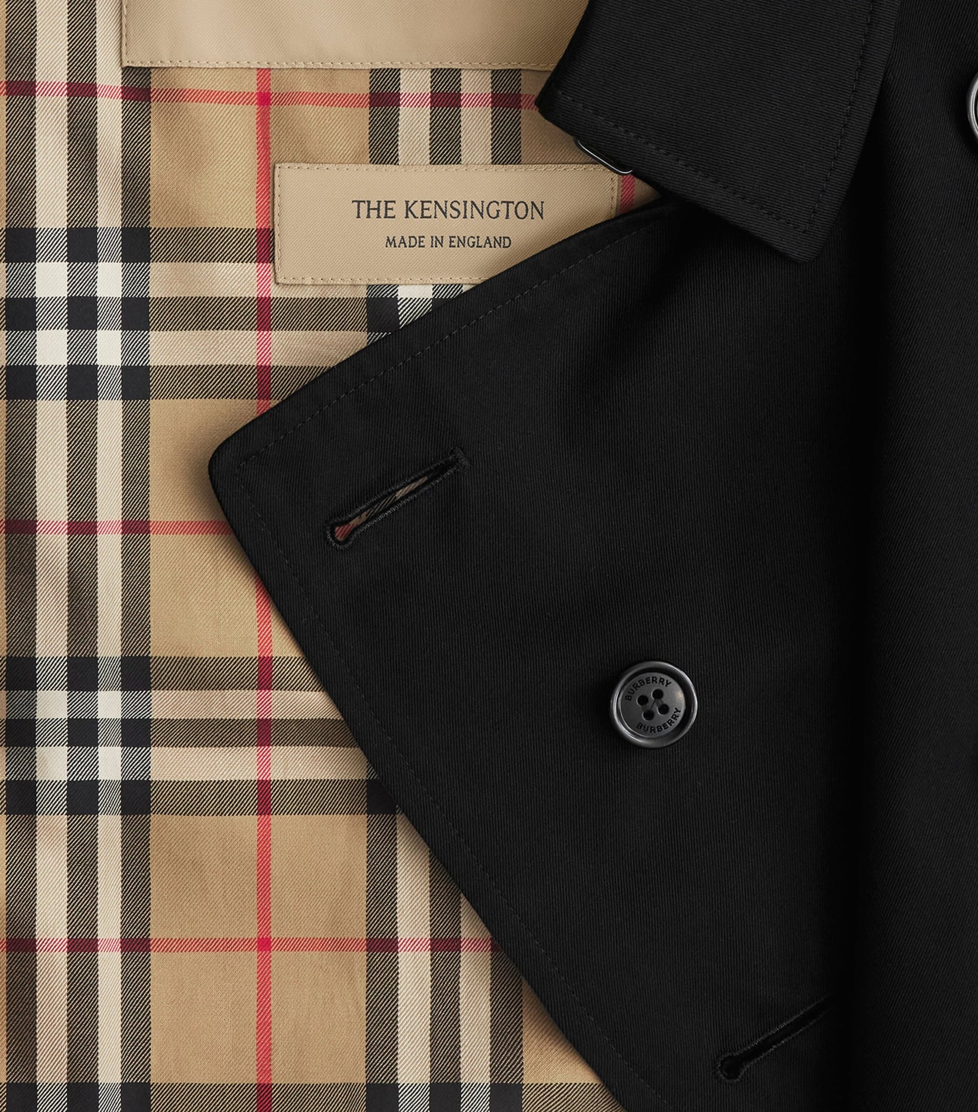 Burberry Black Long Kensington Heritage Trench Coat