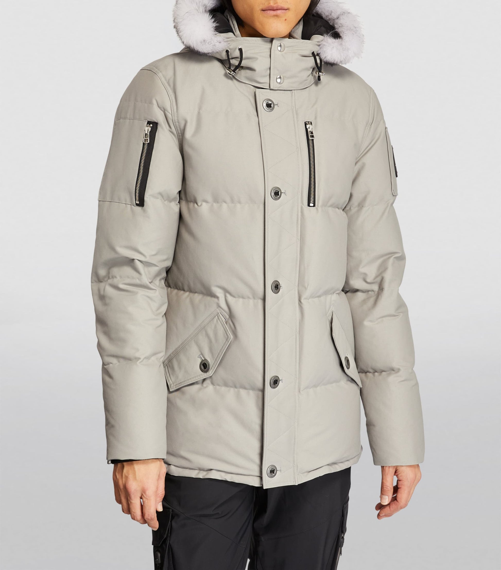 Moose Knuckles Grey Shearling-Trim 3Q Jacket