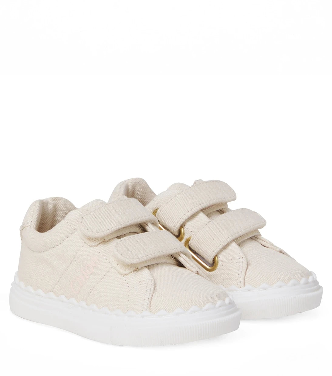 Chloé Kids - Baby logo scalloped canvas sneakers