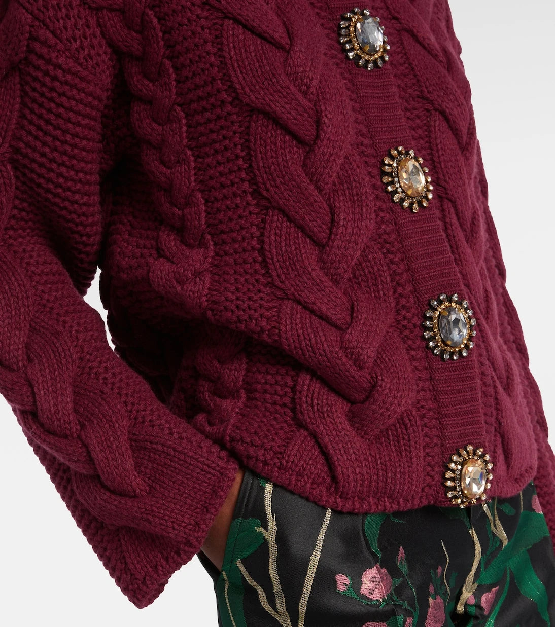 La DoubleJ - Portrait embellished wool-blend cardigan