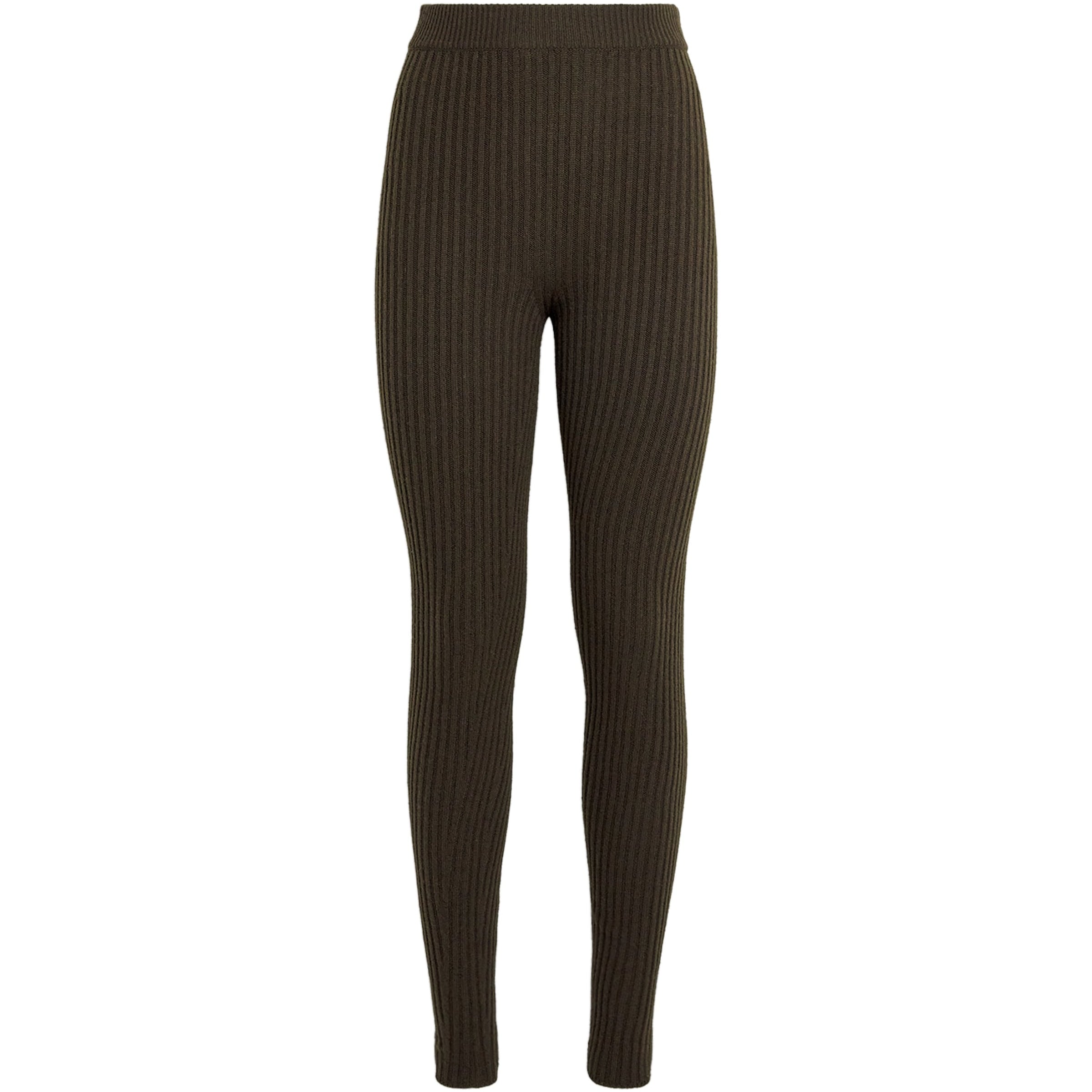 Green Wool-Blend Rib-Knit Leggings