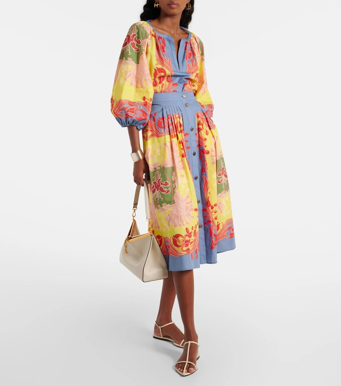 Etro - Printed cotton poplin midi skirt